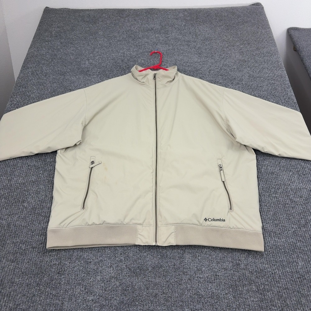 Columbia Jacket Mens XXL Tan Nylon Full Zip Mock Neck Bomber Gorpcore Outdoor